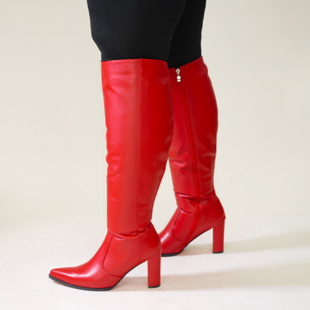 CHELSEA WIDE CALF KNEE HIGH RED