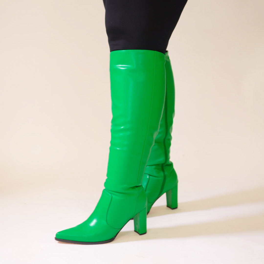 CHELSEA WIDE CALF KNEE HIGH GREEN