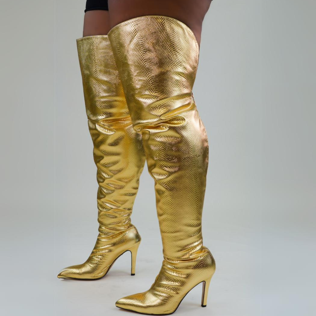 BLAZE WIDE CALF THIGH HIGH - GOLD