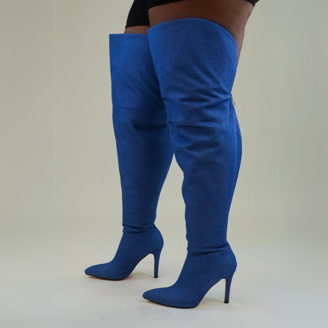 BLAZE WIDE CALF THIGH HIGH -DENIM